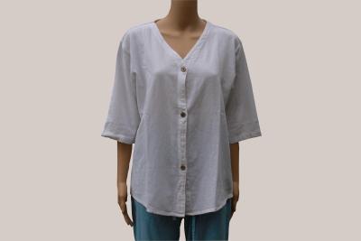 Slip on Blouse of Hemp and Cotton with Coconut shell